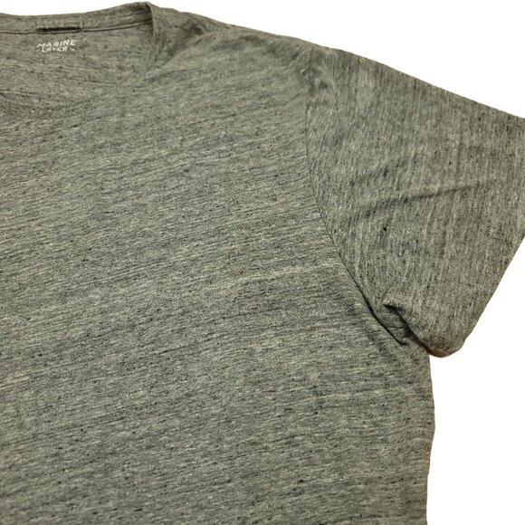 Marine Layer Womens L / XL Shirt Slub‎ Cotton Blend Short Sleeve Gray Pull On - Picture 4 of 12
